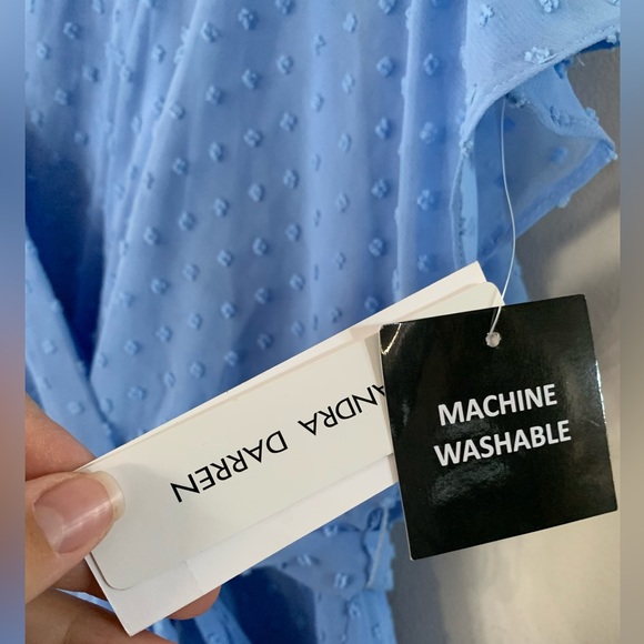 NEW SANDRA DARREN Women's Short Sleeve Surplice Dot Wrap Dress Size:12 - Picture 6 of 7